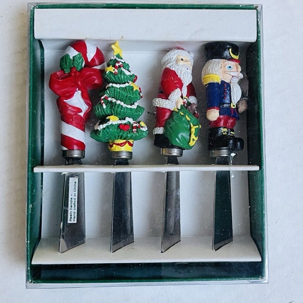 Vintage 1993 Christmas Spreaders by Boston Warehouse Set of‎ 4 Holiday Festive